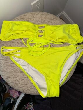 Victoria's Secret Neon Yellow Bandeau Bikini Set